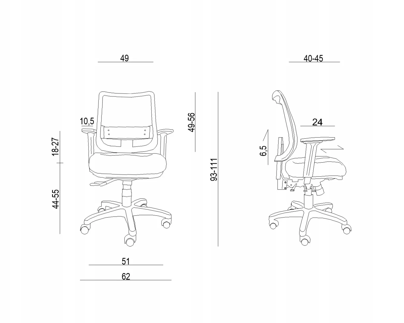 Ergonomiczny fotel biurowy SAGA PLUS M czarny siatka/tkanina