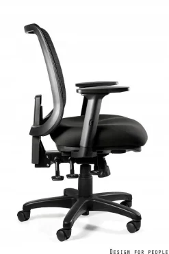 Ergonomiczny fotel biurowy SAGA PLUS M czarny siatka/tkanina