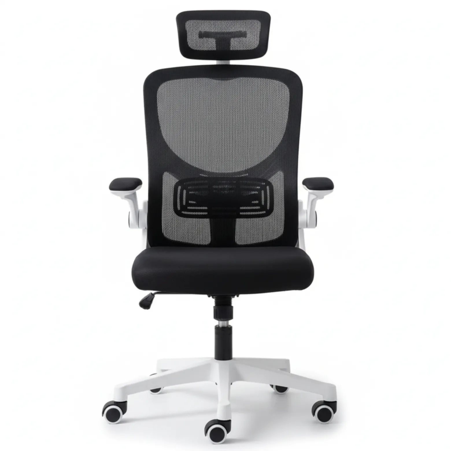 Ergonomiczny fotel biurowy obrotowy mikrosiatka BATI czarno-biały