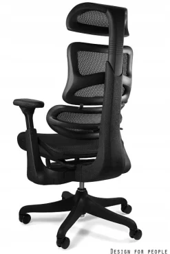 Ergonomiczny fotel ERGOTHRONE z podnóżkiem czarny siatka