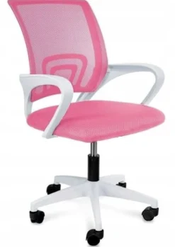 Ergonomiczny fotel obrotowy krzesło biurowe ALEX różowo biały różowy