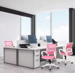 Ergonomiczny fotel obrotowy krzesło biurowe ALEX różowo biały różowy