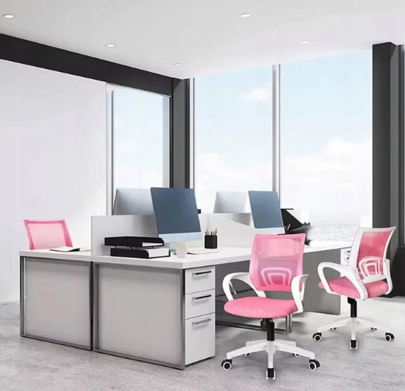 Ergonomiczny fotel obrotowy krzesło biurowe ALEX różowo biały różowy