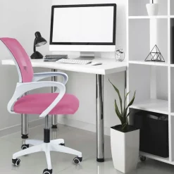 Ergonomiczny fotel obrotowy krzesło biurowe ALEX różowo biały różowy