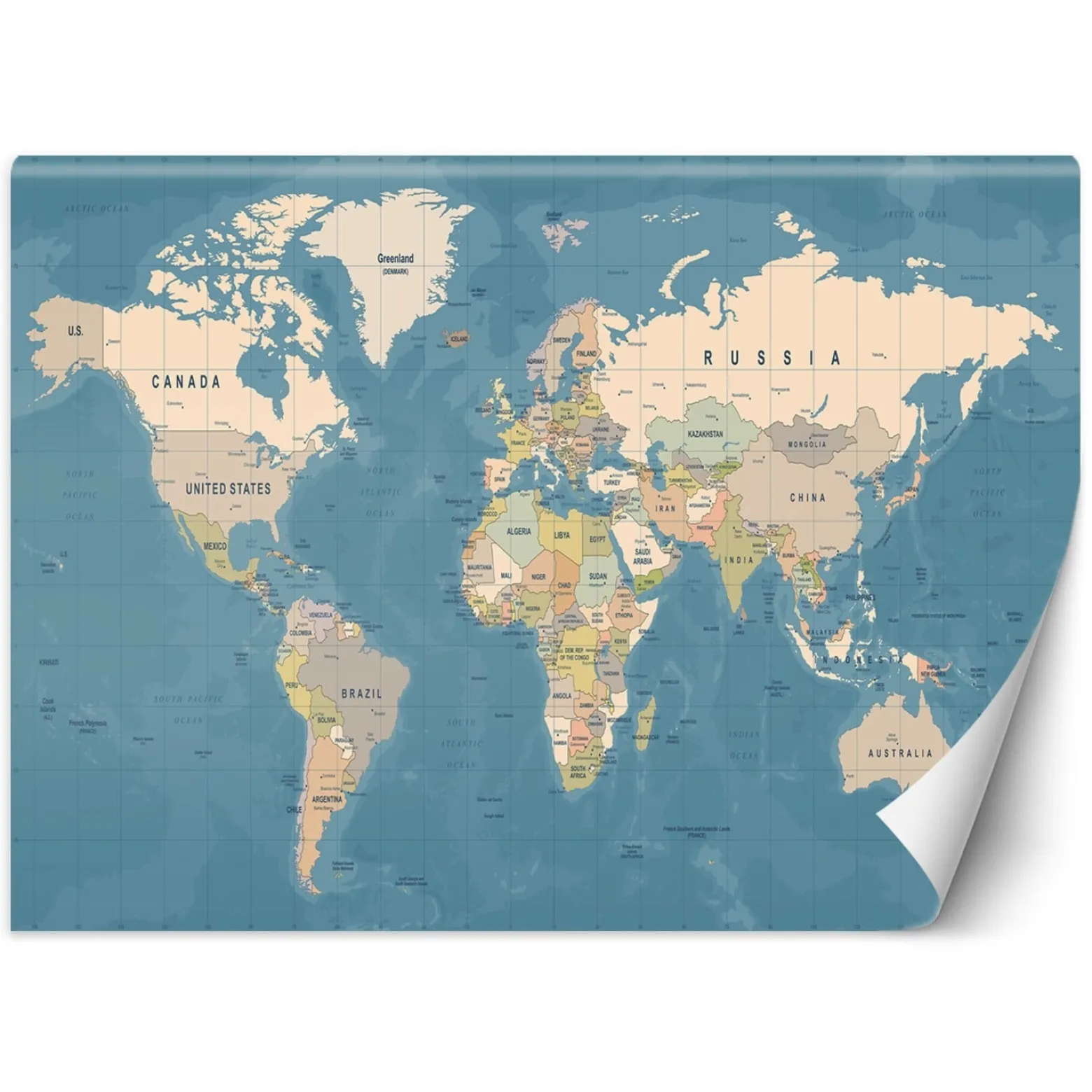 Feeby Fototapeta, Mapa polityczna świata 150x105