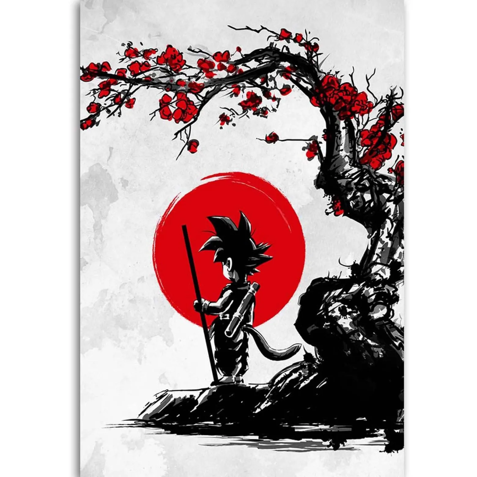 Feeby Obraz na płótnie, Goku i czerwony księżyc Anime 40x60