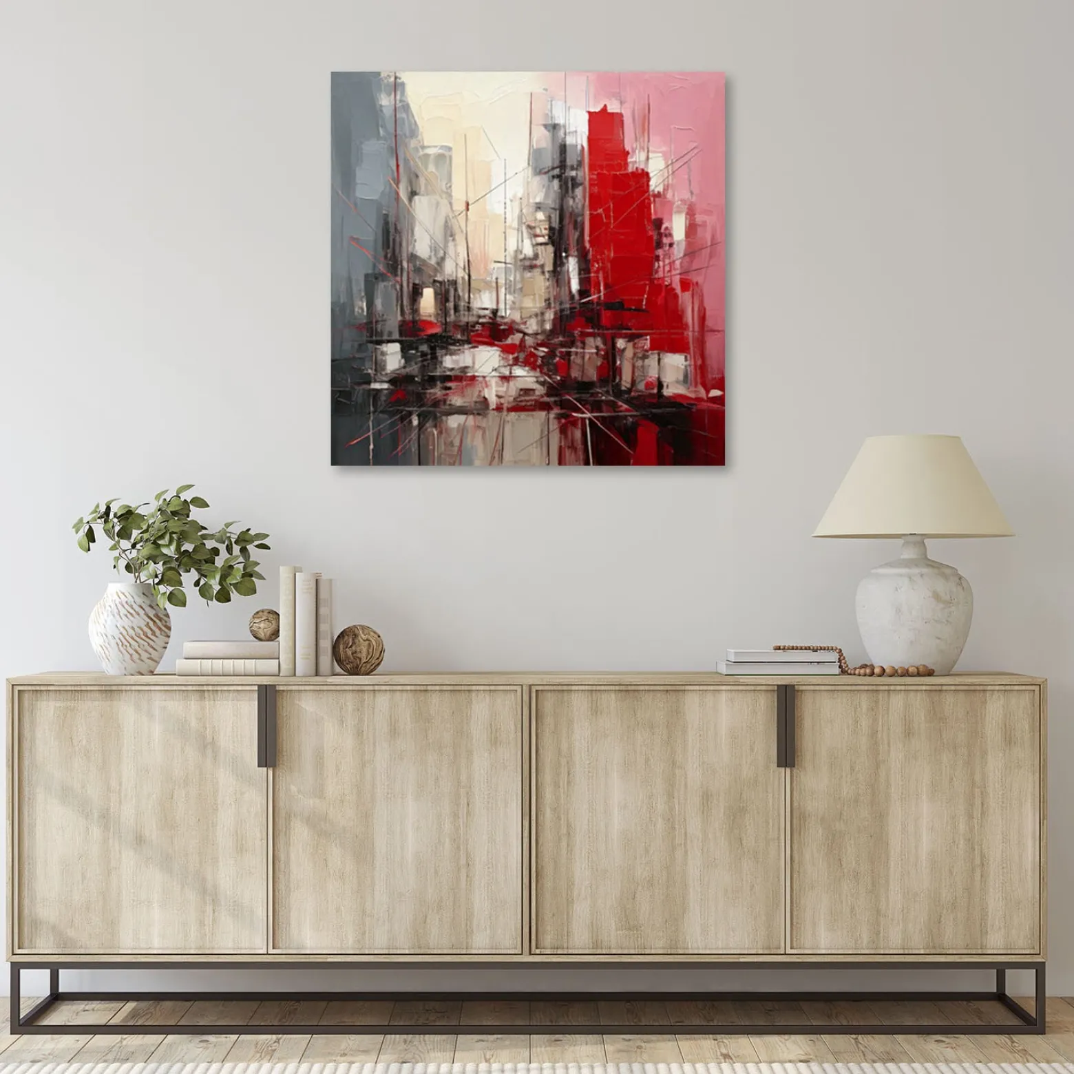 Feeby Obraz na płótnie, Miasto Abstrakcja Czerwony Architektura 30x30