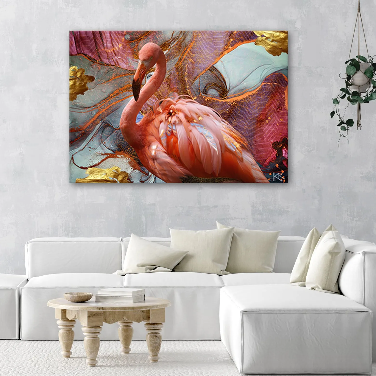 Feeby Obraz na płótnie, Różowy flaming abstrakcja 60x40