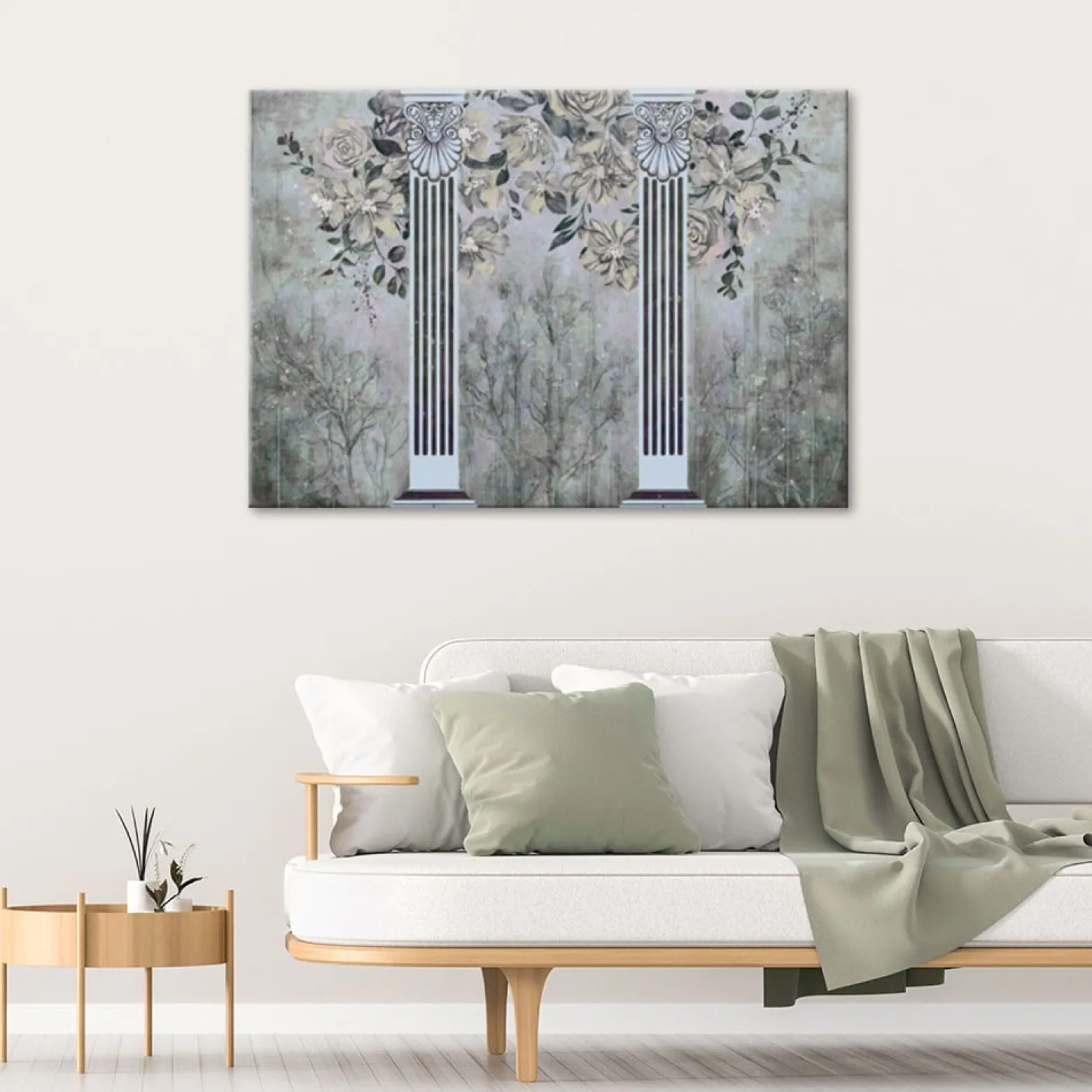 Feeby Obraz, Starożytne kolumny i kwiaty 60x40