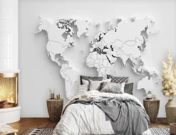 Feeby Fototapeta, Biała mapa świata 3D 150x105