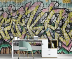 Feeby Fototapeta, Kolorowe graffiti na betonie 150x105