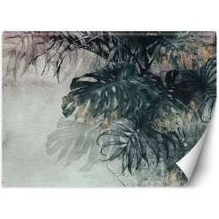 Feeby Fototapeta, Monstera 3D Liście Zieleń Złoto 150x105