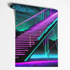 Feeby Fototapeta Neonowe schody Futurystyczna abstrakcja