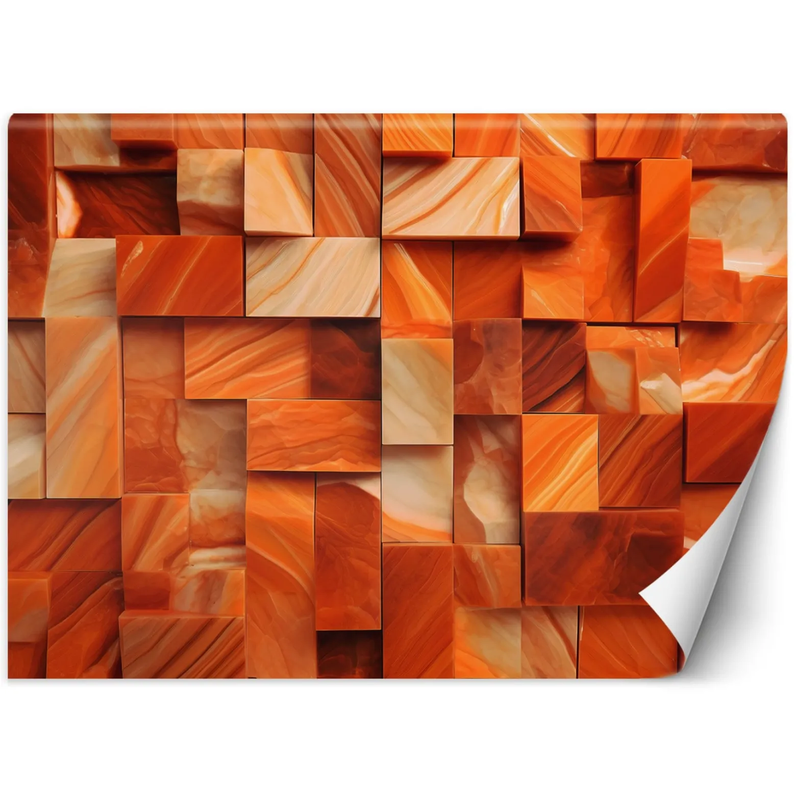 Feeby Fototapeta, Pomarańczowy sześcian 3D 150x105