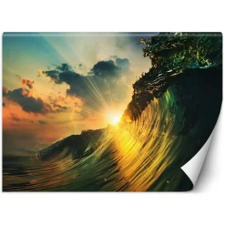 Feeby Fototapeta, Zachód słońca fale 150x105