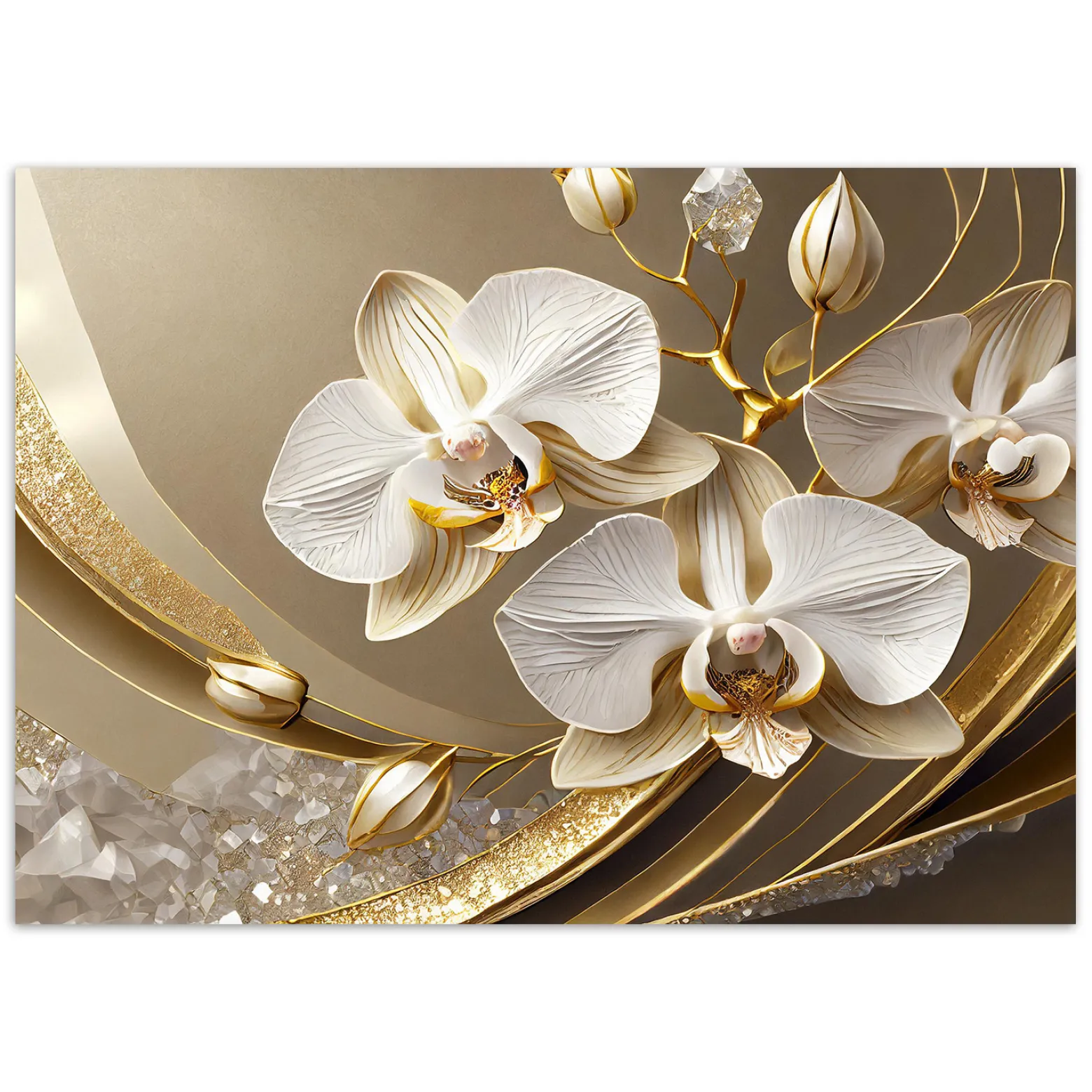 Feeby Fototapeta, Złota Orchidea Kwiat 3D 150x105