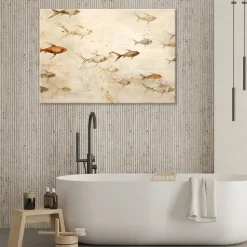 Feeby Obraz boho do łazienki spa - Ryby na beżowym tle 60x40