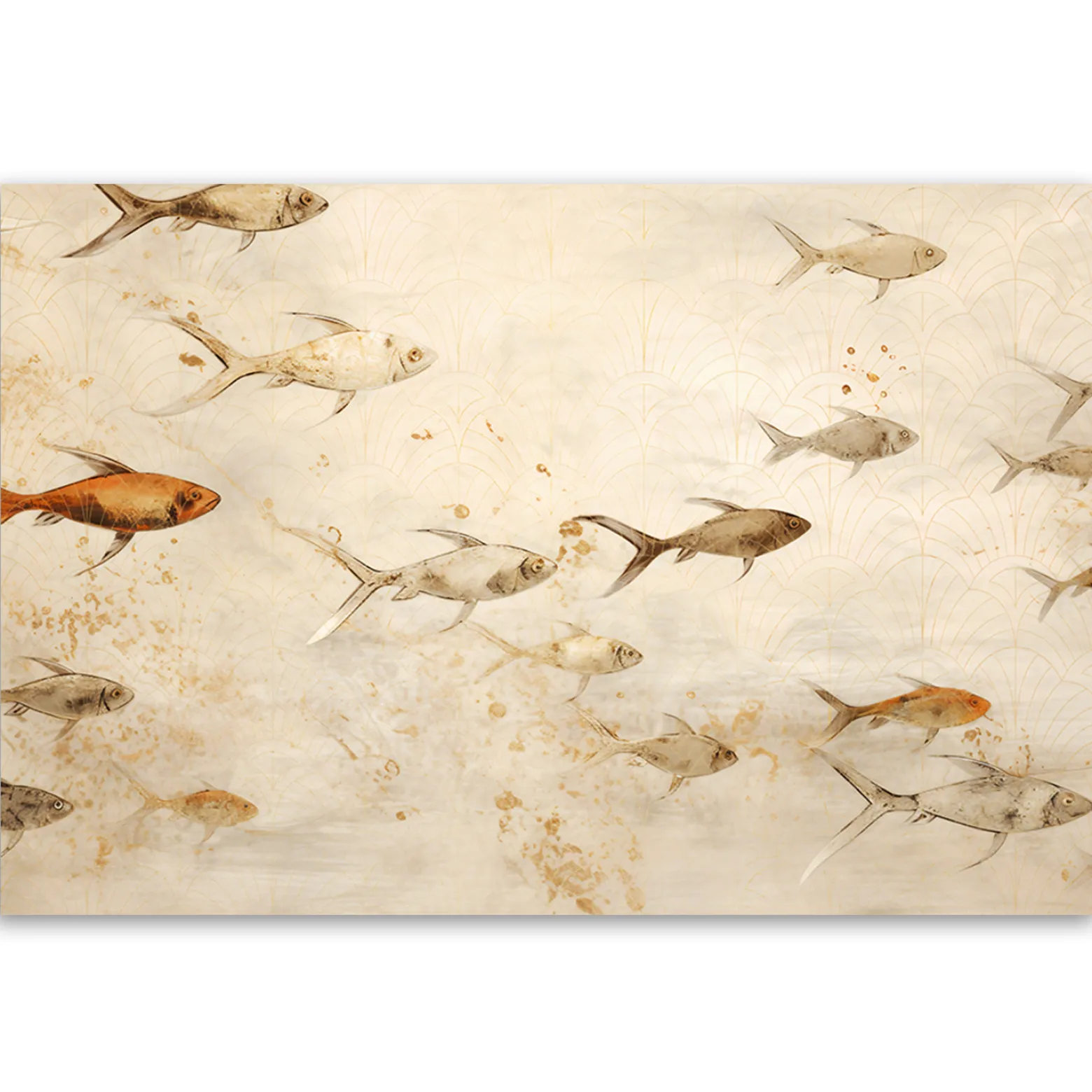 Feeby Obraz boho do łazienki spa - Ryby na beżowym tle 60x40