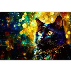 Feeby Obraz, Czarny Kot Abstrakcja 60x40