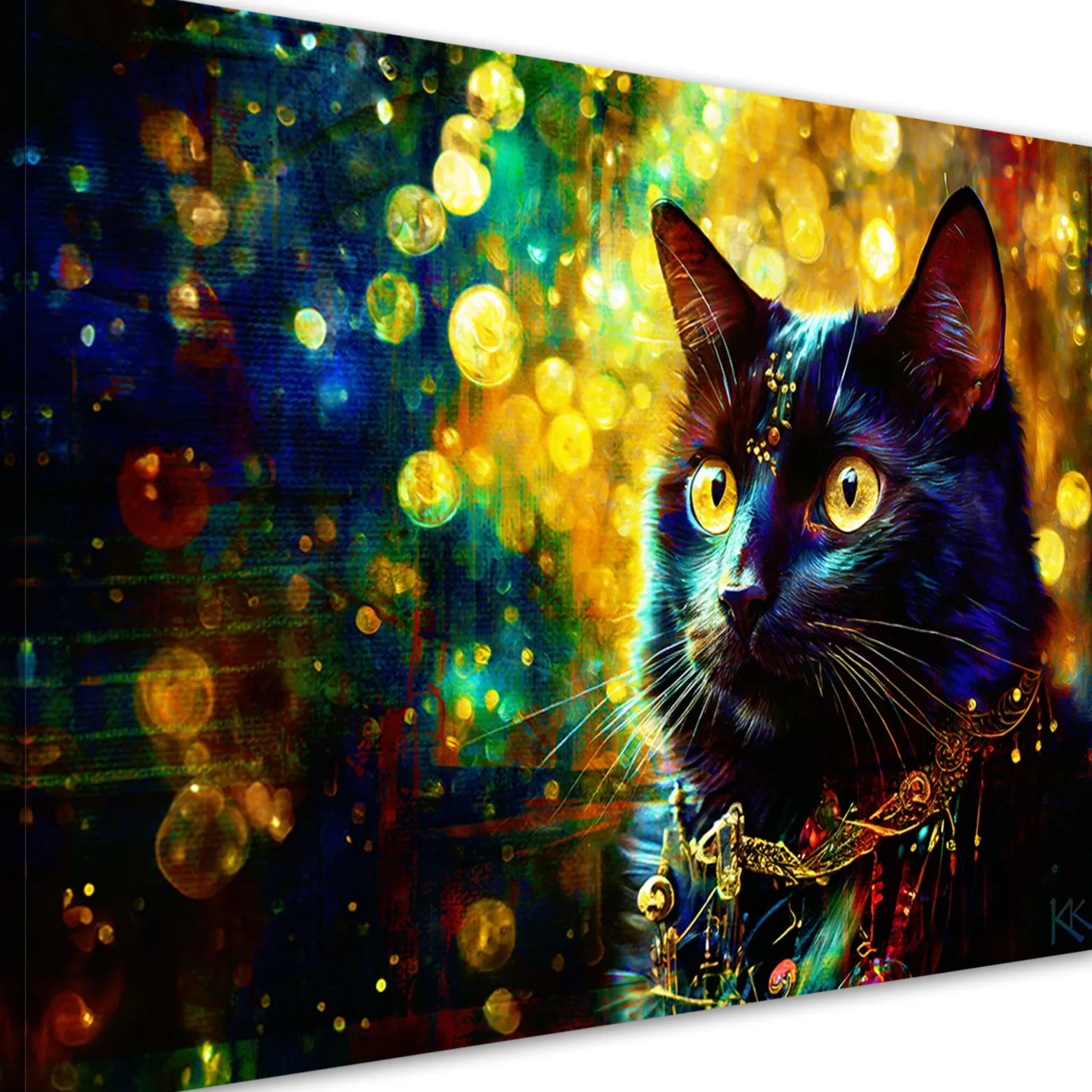 Feeby Obraz, Czarny Kot Abstrakcja 60x40