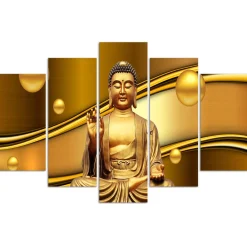 Feeby Obraz 5 częściowy na płótnie Złoty Budda 100x70