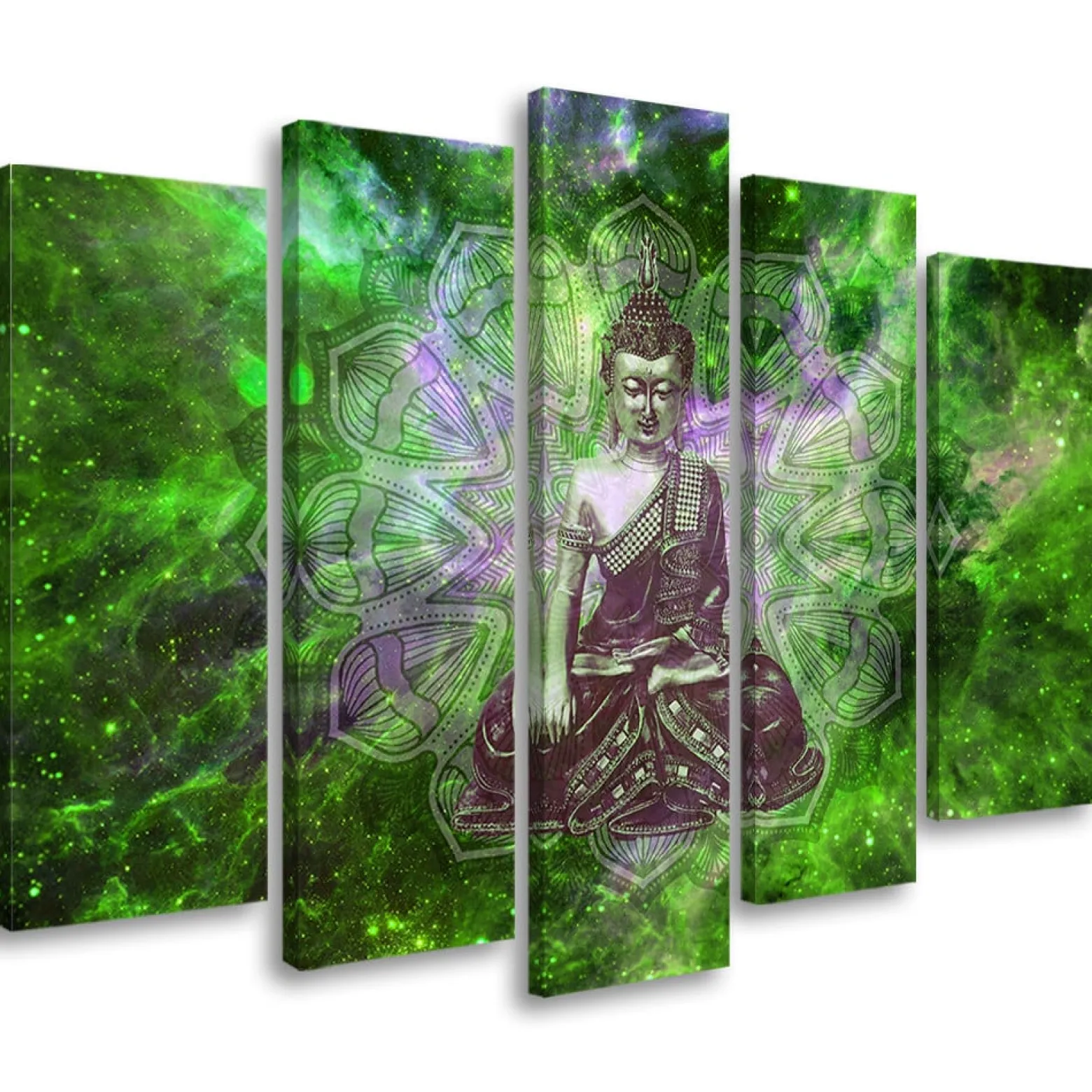Feeby Obraz 5cz na płótnie Buddha Mandala Natura Zielony