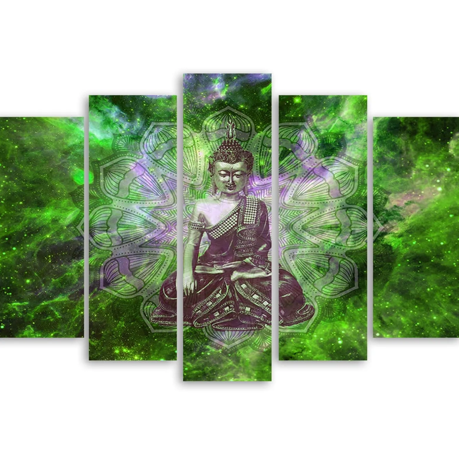 Feeby Obraz 5cz na płótnie Buddha Mandala Natura Zielony