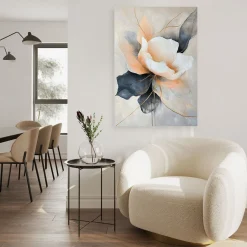 Feeby Obraz do salonu, Abstrakcyjny Kwiat beżowo szary 40x60