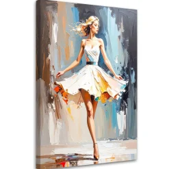 Feeby Obraz do salonu sypialni, Kobieta w białej sukience 40x60