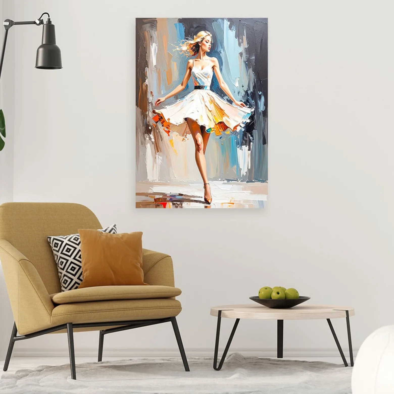 Feeby Obraz do salonu sypialni, Kobieta w białej sukience 40x60