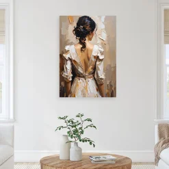 Feeby Obraz do salonu sypialni, Kobieta w białej sukni efekt farby 40x60