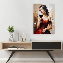 Feeby Obraz do salonu sypialni, Dziewczyna z kieliszkiem wina 40x60