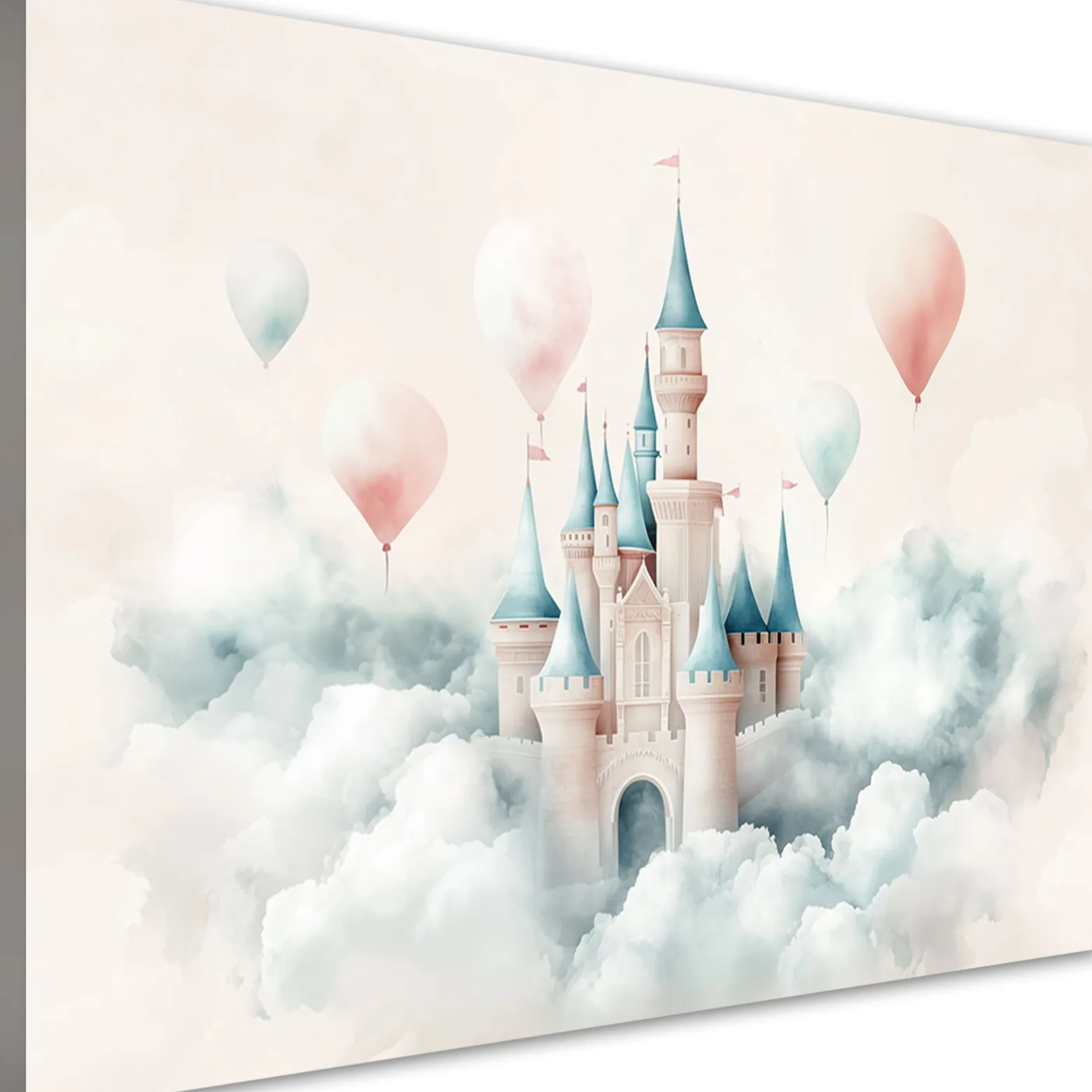 Feeby Obraz dziecięcy na ścianę, Zamek z balonikami w chmurach 60x40