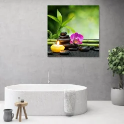 Feeby Obraz Kompozycja zen ze świecą i kwiatami 30x30