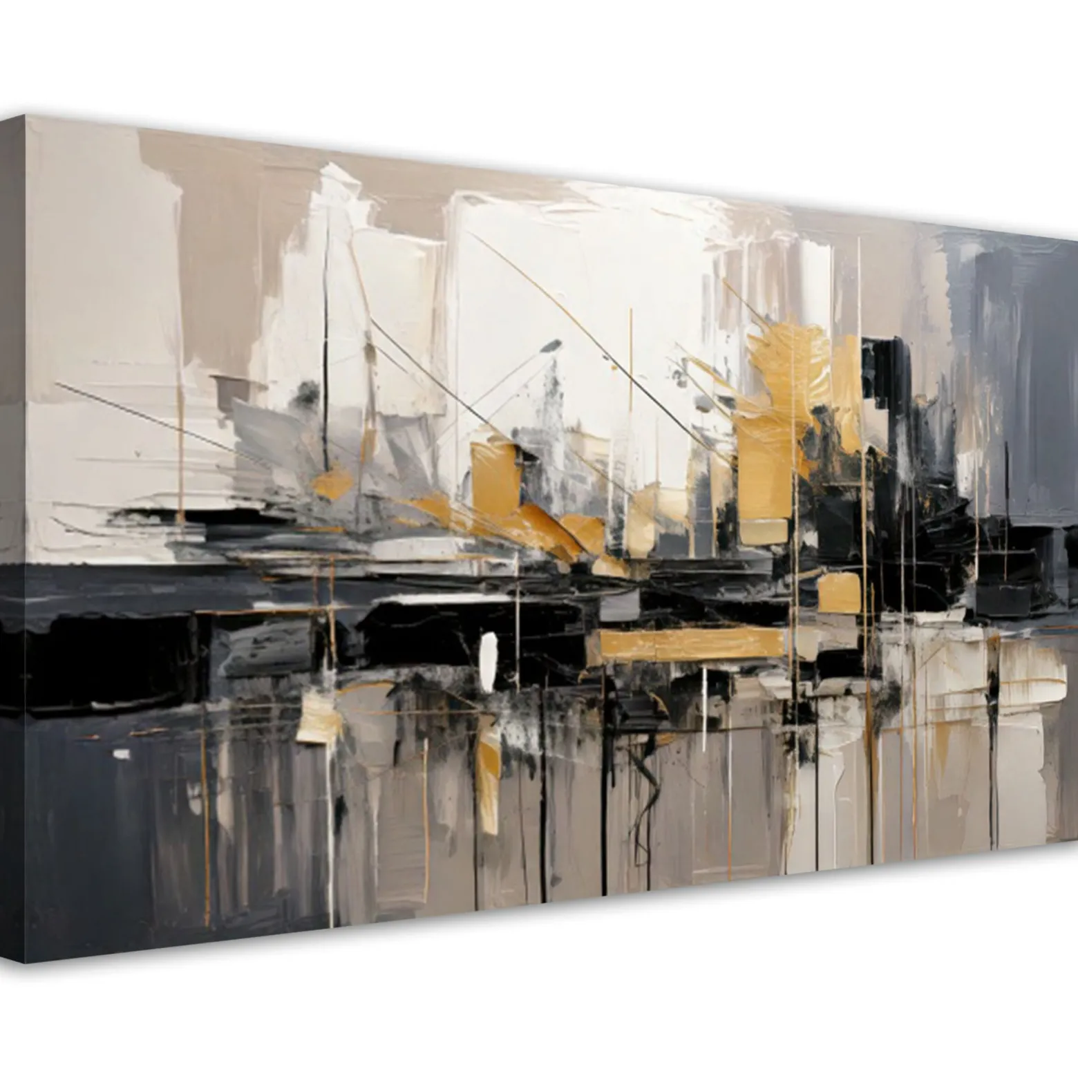 Feeby Obraz, Miasto Abstrakcja Złoty 80x40