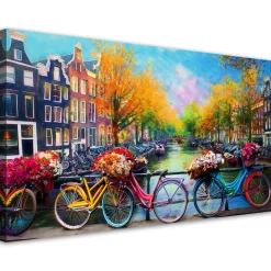 Feeby Obraz na płótnie, Amsterdam Rowery Miasto Krajobraz 120x60