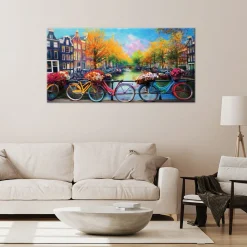 Feeby Obraz na płótnie, Amsterdam Rowery Miasto Krajobraz 120x60