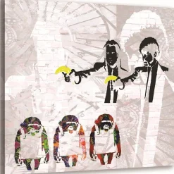 Feeby Obraz na płótnie Banksy gangsterzy i 3 małpy 30x30