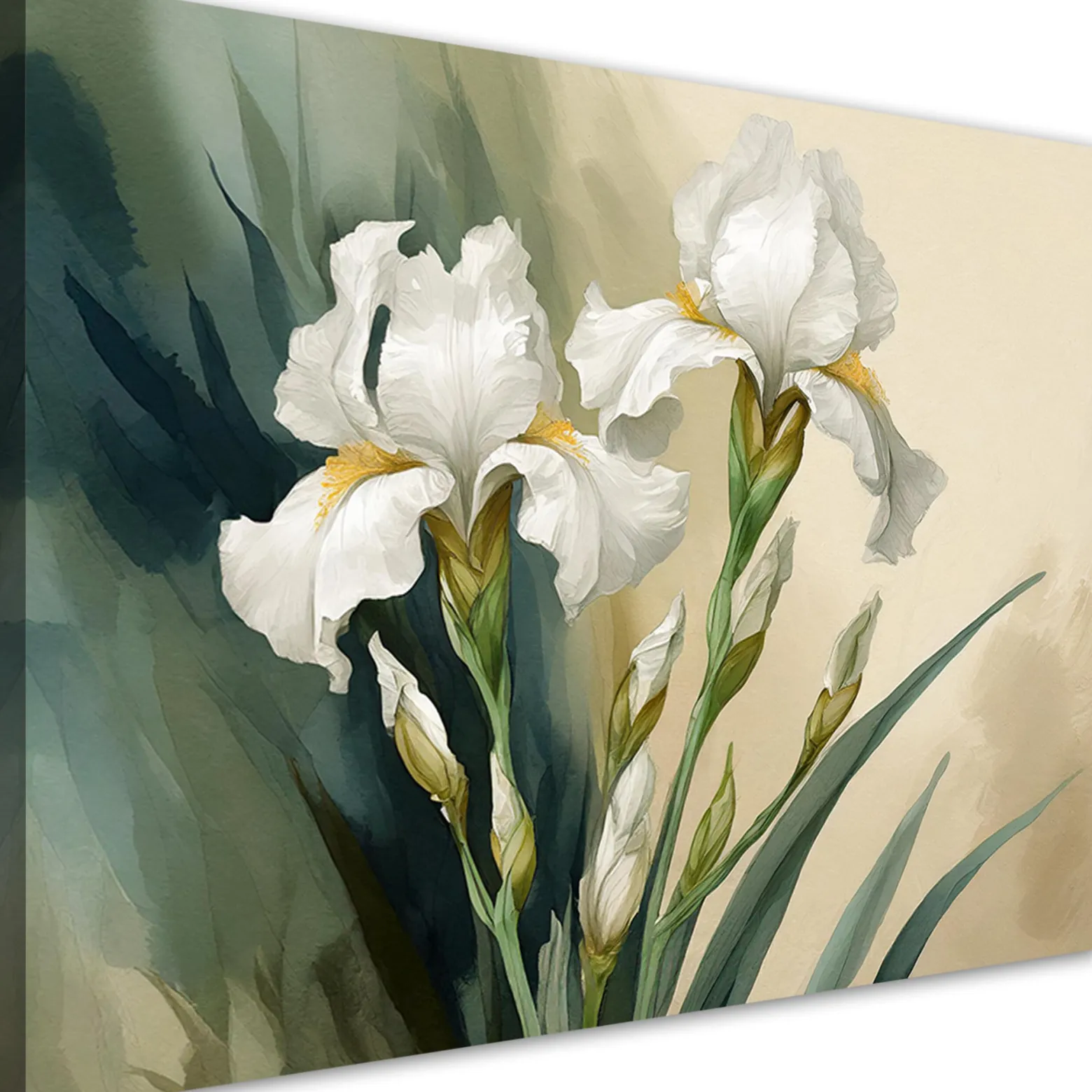 Feeby Obraz na płótnie, Białe kwiaty akwarelowe 60x40