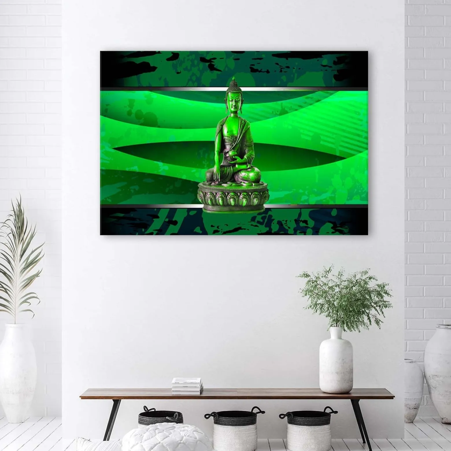 Feeby Obraz na płótnie Budda na zielonym tle 60x40