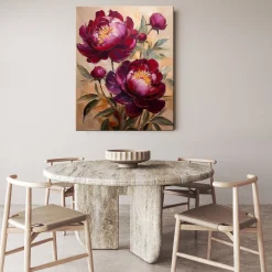 Feeby Obraz na płótnie, Burgundowa Piwonia Kwiat Botanika 40x60
