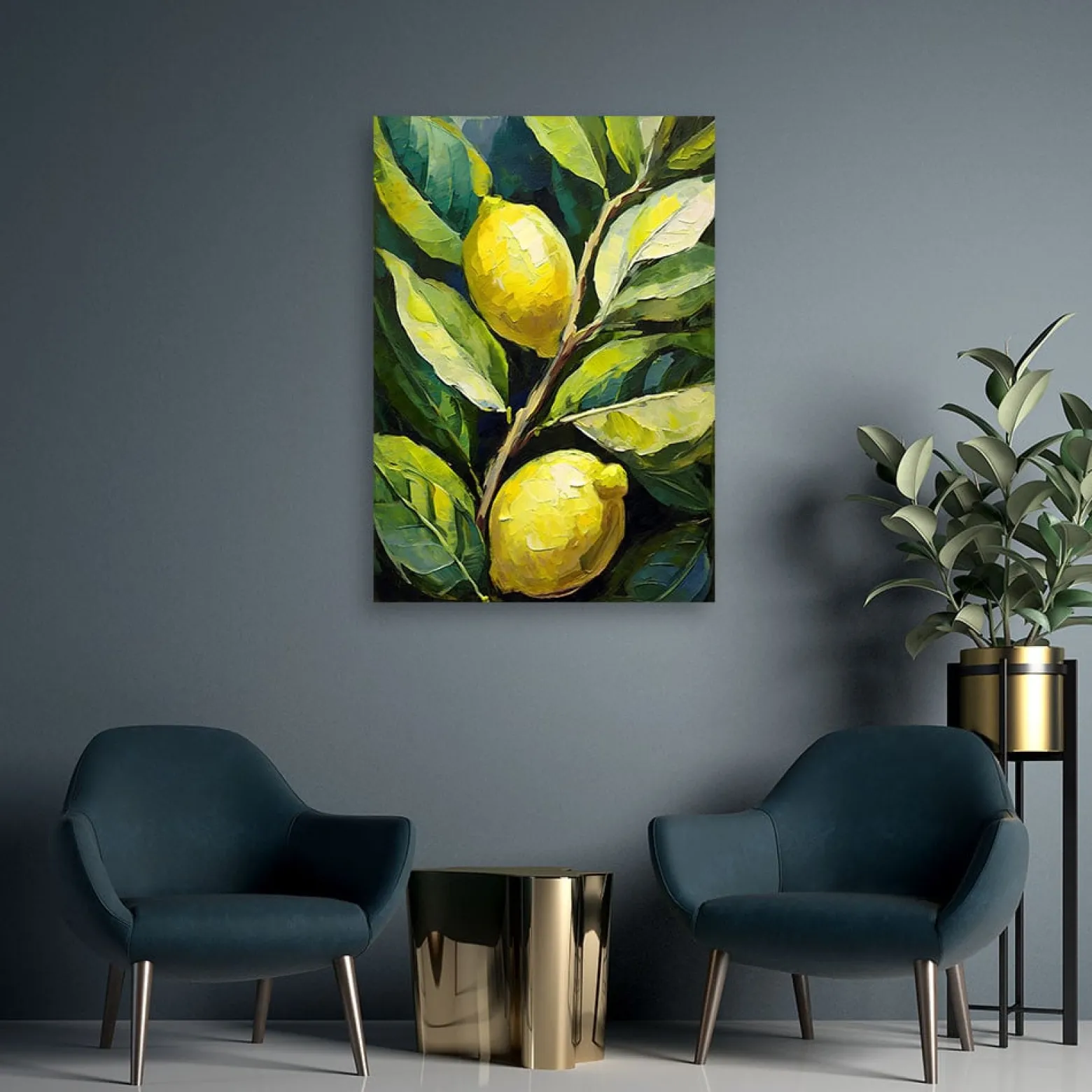 Feeby Obraz na płótnie, Cytryny akryl ręcznie malowany 40x60