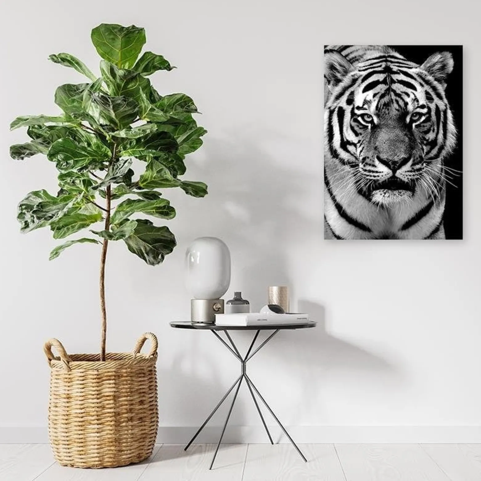 Feeby Obraz na płótnie Czarno-biały tygrys 40x60