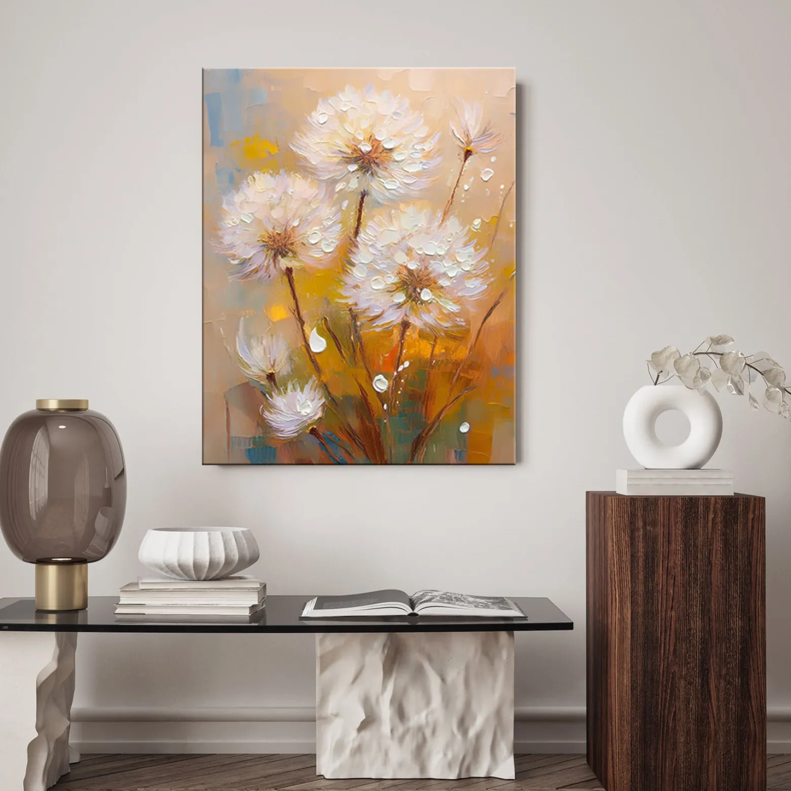 Feeby Obraz na płótnie, Dmuchawce Kwiaty Kolorowe rośliny 40x60