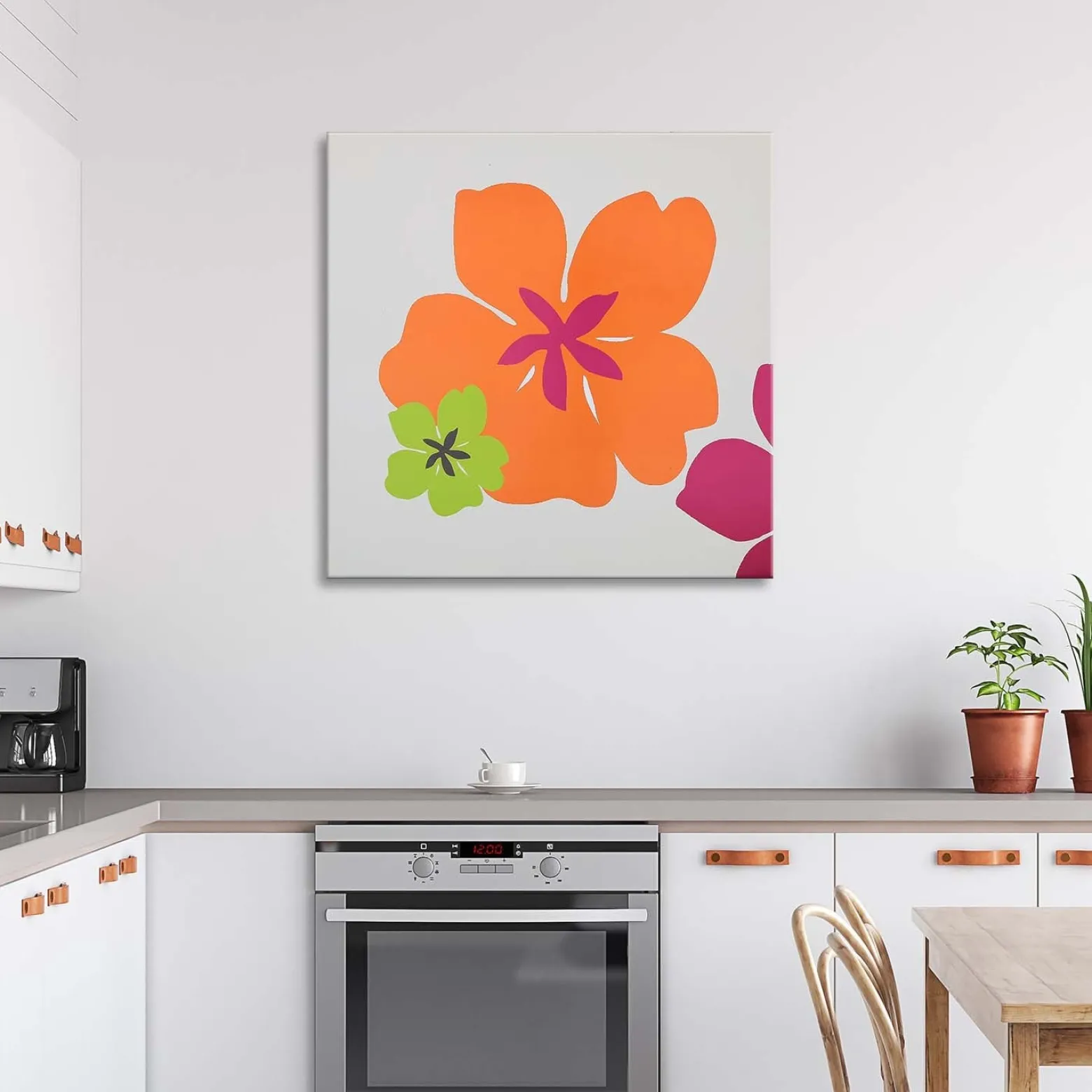 Feeby Obraz na płótnie Duży kwiat i mały zielony 30x30
