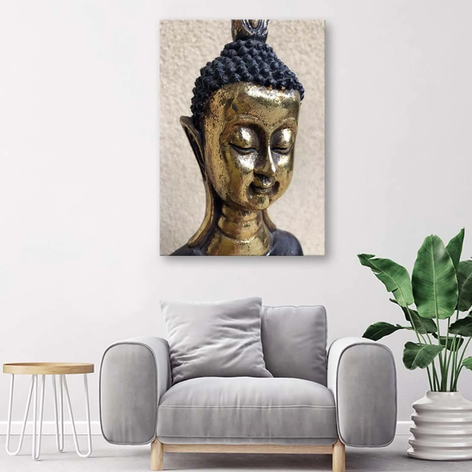 Feeby Obraz na płótnie Głowa złotego Buddy 40x60