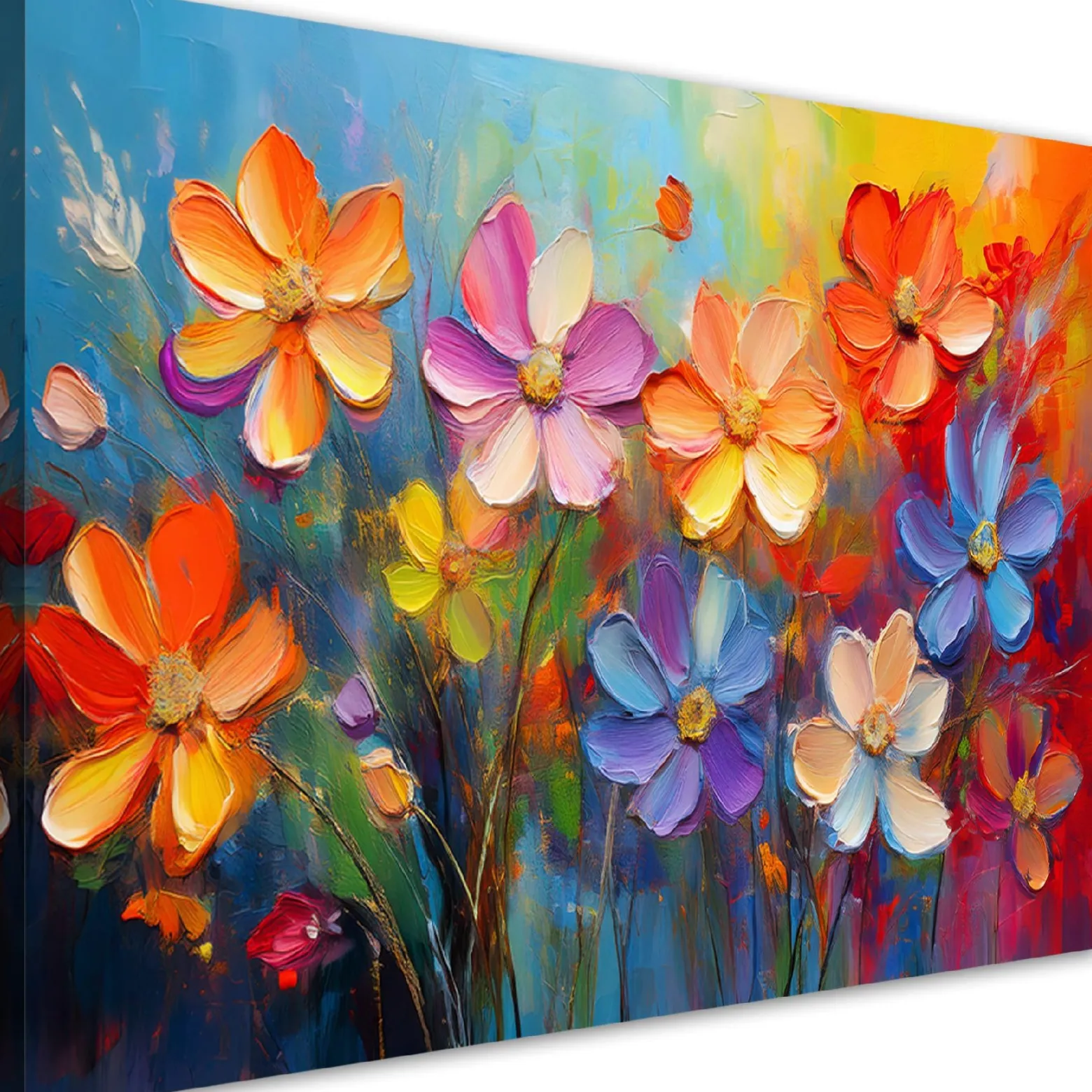 Feeby Obraz na płótnie, Kolorowe Kwiaty Pastelowa Kompozycja 90x60