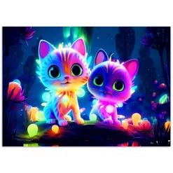 Feeby Obraz na płótnie, Kolorowe koty neon 60x40