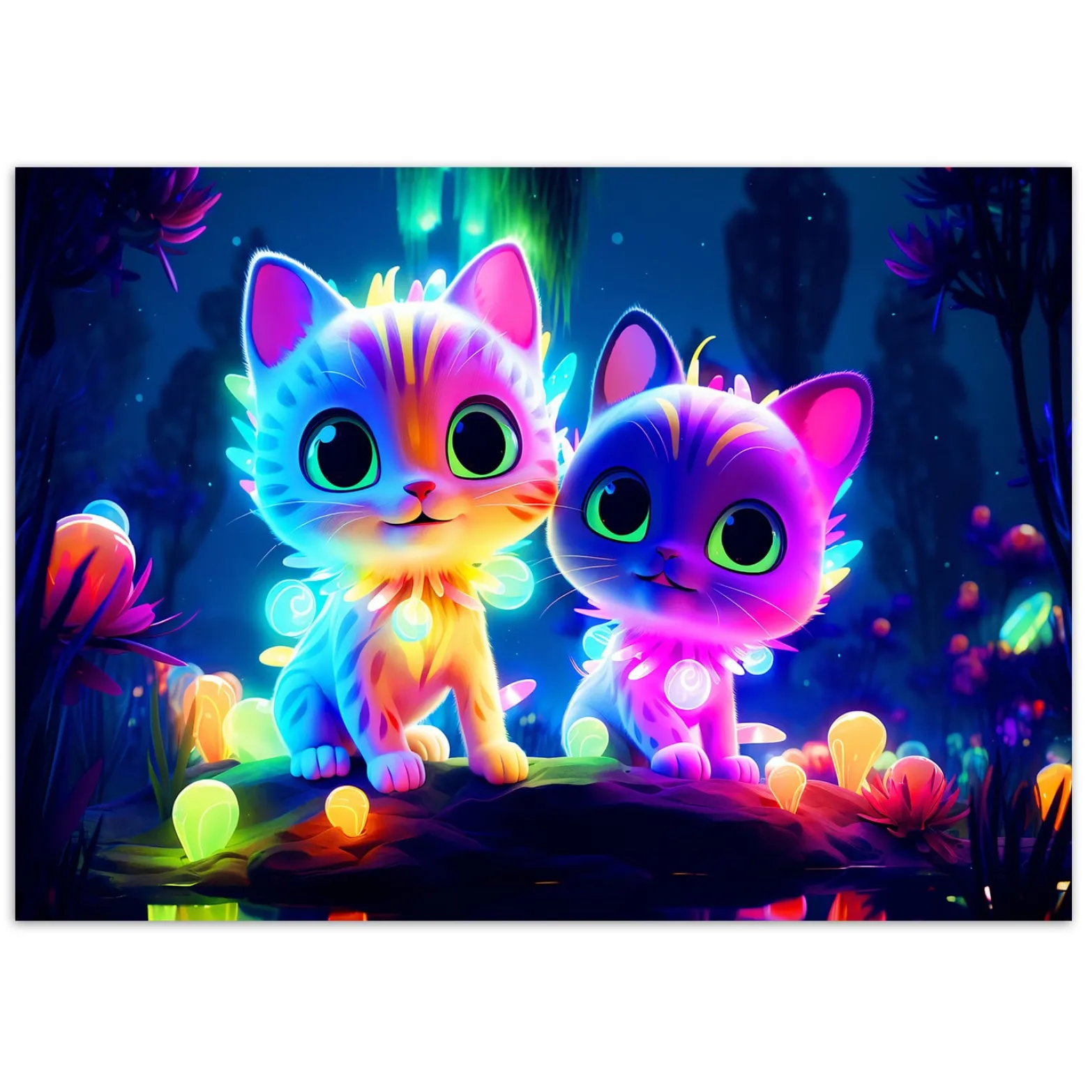 Feeby Obraz na płótnie, Kolorowe koty neon 60x40