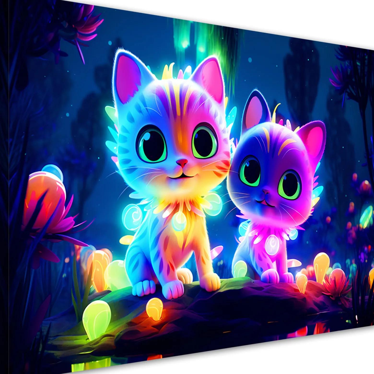 Feeby Obraz na płótnie, Kolorowe koty neon 60x40